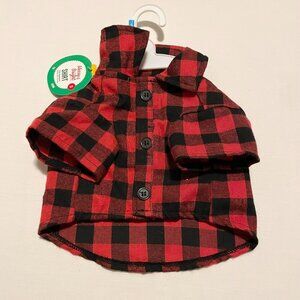 Merry and Bright Dog Pet Apparel Plaid Shirt Size Small